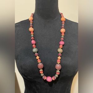 Vintage Multi Colored Wooden Beaded Necklace